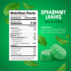FUNTASTY Spearmint Leaves Candy close-up reveals soft chewy texture for snacking.