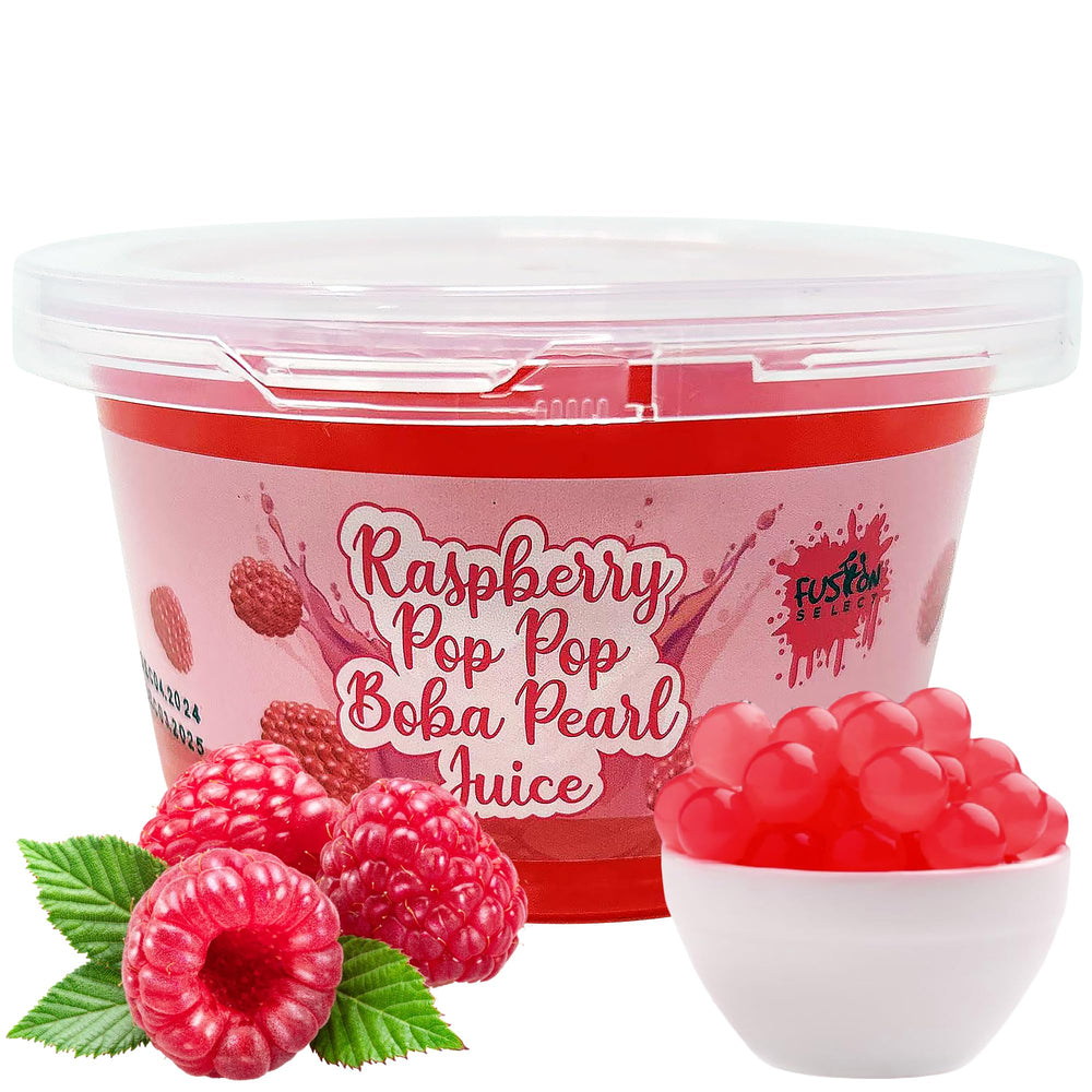 Fusion Select Bobaz raspberry bursting pearls add lively fruit flavor to beverages.
