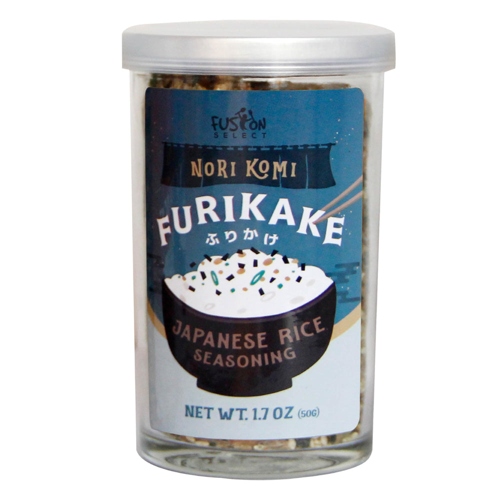 Fusion Select Furikake shrimp-bonito flakes sprinkled on rice for savory umami boost
