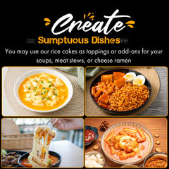 Fusion Select rice cakes in a sizzling tteokbokki dish.