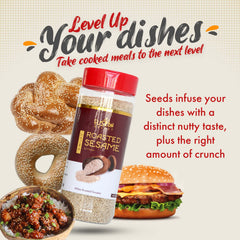 Fusion Select roasted black sesame seeds close-up focuses on shiny seeds for garnishing.