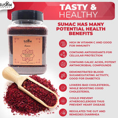 Fusion Select sumac spice bottle label highlights pure non-GMO spice