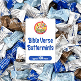 Fusion Sweets Bible Verse Buttermints pack shown, convenient for after-dinner sharing.