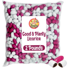 Good and Plenty licorice detail showcases chewy center beneath a bright candy shell.