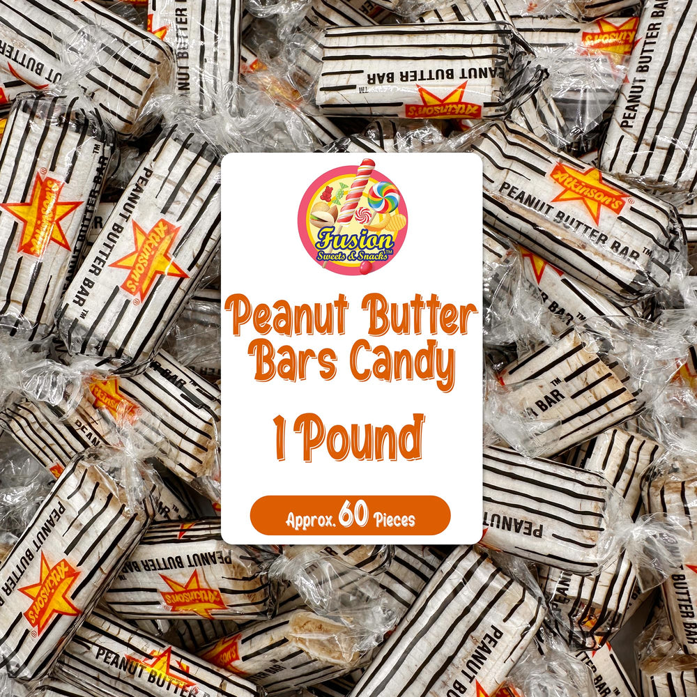 Fusion Sweets Peanut Butter Bars bulk packaging shows a sealed bag for freshness.
