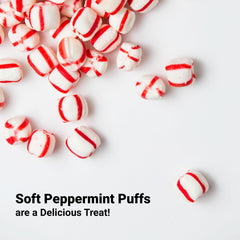Fusion Sweets peppermint puffs closeup highlighting soft, cloud-like texture.