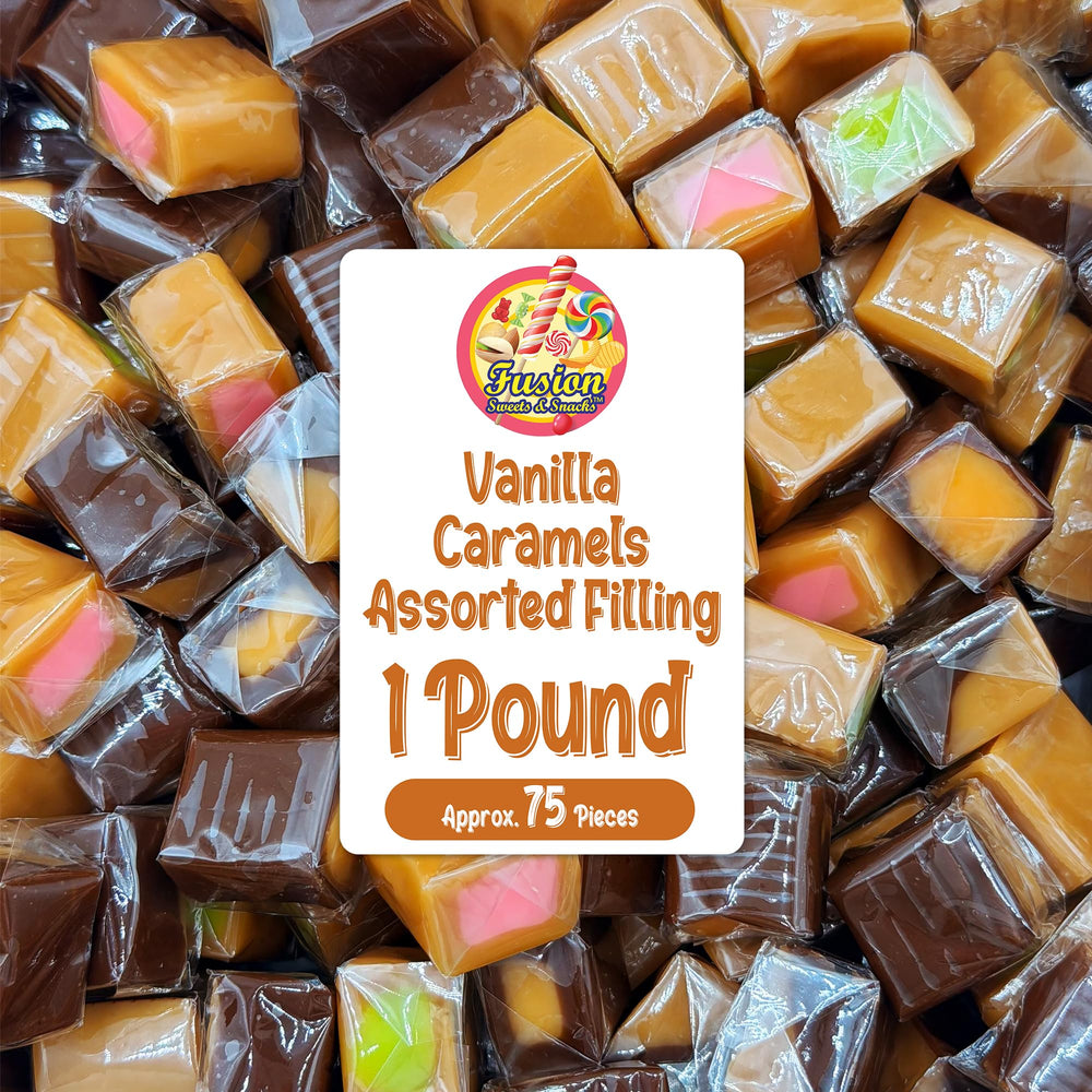 Fusion Sweets Vanilla Caramel Green Apple filling, ideal for gifts and celebrations.