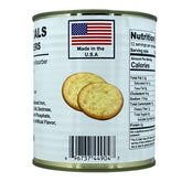 Future Essentials Sailor Pilot Bread can with twelve crackers, ready for long-term storage.