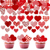 Fyeoxle edible heart toppers box add a classy Valentine party cake decoration.