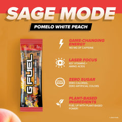 G Fuel Sage Mode energy packet with white peach flavor supports clean energy
