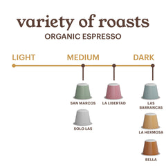 USDA Organic 100% Arabica single-origin beans used in G Grana pods.