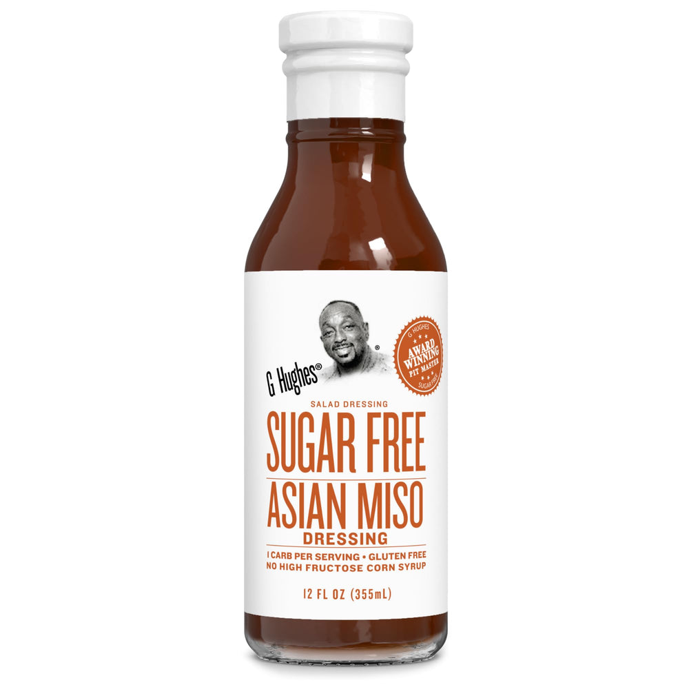 G Hughes Sugar Free Asian Miso Dressing bottle showcases gluten-free flavor for salads