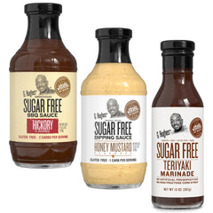 G Hughes Hickory Sugar Free BBQ Sauce bottle pour highlighting smoky flavor