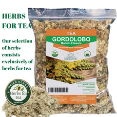 Gabio Green Mullein flowers dried closeup reveals delicate buds ideal for infusion.
