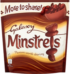 Galaxy Minstrels bag 210g pack shot, ideal for sharing during movie nights
