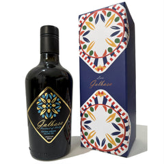 Galbasa organic olive oil bottle, ideal for dipping and finishing dishes.