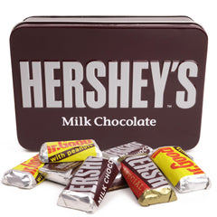 Galerie Hershey's Miniatures collectible tin front view, ideal for gifting this season.