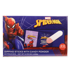 Galerie spiderman dipping sticks 20 pouches, ready for party favors.
