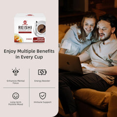 GANOHERB Reishi coffee mix ingredients include organic reishi extract and spore powder.