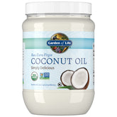 Garden of Life coconut oil bottle pouring for cooking and skin care