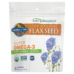 Garden of Life ground flax seed bottle supports daily fiber and digestion.