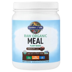 Garden of Life Meal Replacement Shakes chocolate powder poured into a glass for a quick meal.