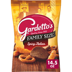 Gardetto's Spicy Italian Snack Mix bag showcasing bold crunch.