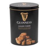 Gardiners of Scotland Guinness Luxury Fudge tin close-up showing creamy texture and gift-worthy presentation.