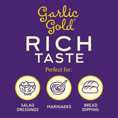 Garlic Gold label artisan pack highlighting USDA organic certification and craftsmanship.