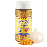 Garlic Gold Toasted Nuggets bottle showing roasted garlic bits for flavor boosts.