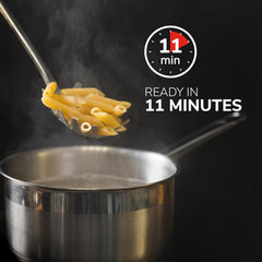 Garofalo pasta slow-drying process close-up emphasizes rich flavor retention.