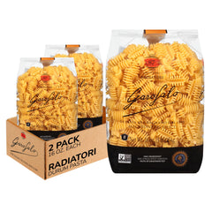 Garofalo Radiatori bronze-drawn pasta on plate ready to soak sauce