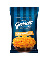 Garrett Popcorn Shops CheeseCorn bag for movie night, savory gluten-free snack.