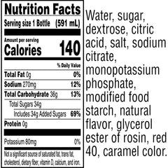 Gatorade Fruit Punch 20oz bottle back label highlighting electrolytes