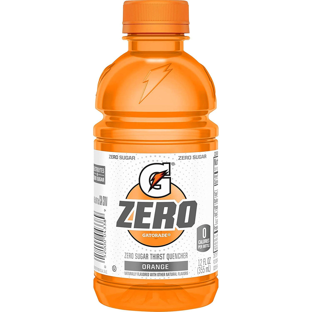 Gatorade G Zero Orange bottle front for sugar-free hydration on the go
