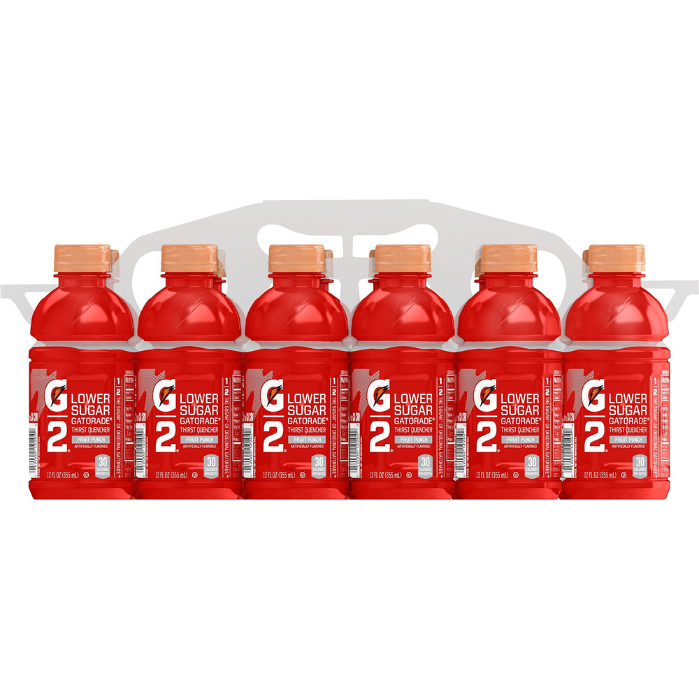 Gatorade G2 Fruit Punch 12oz bottle on ice for hydration after workouts