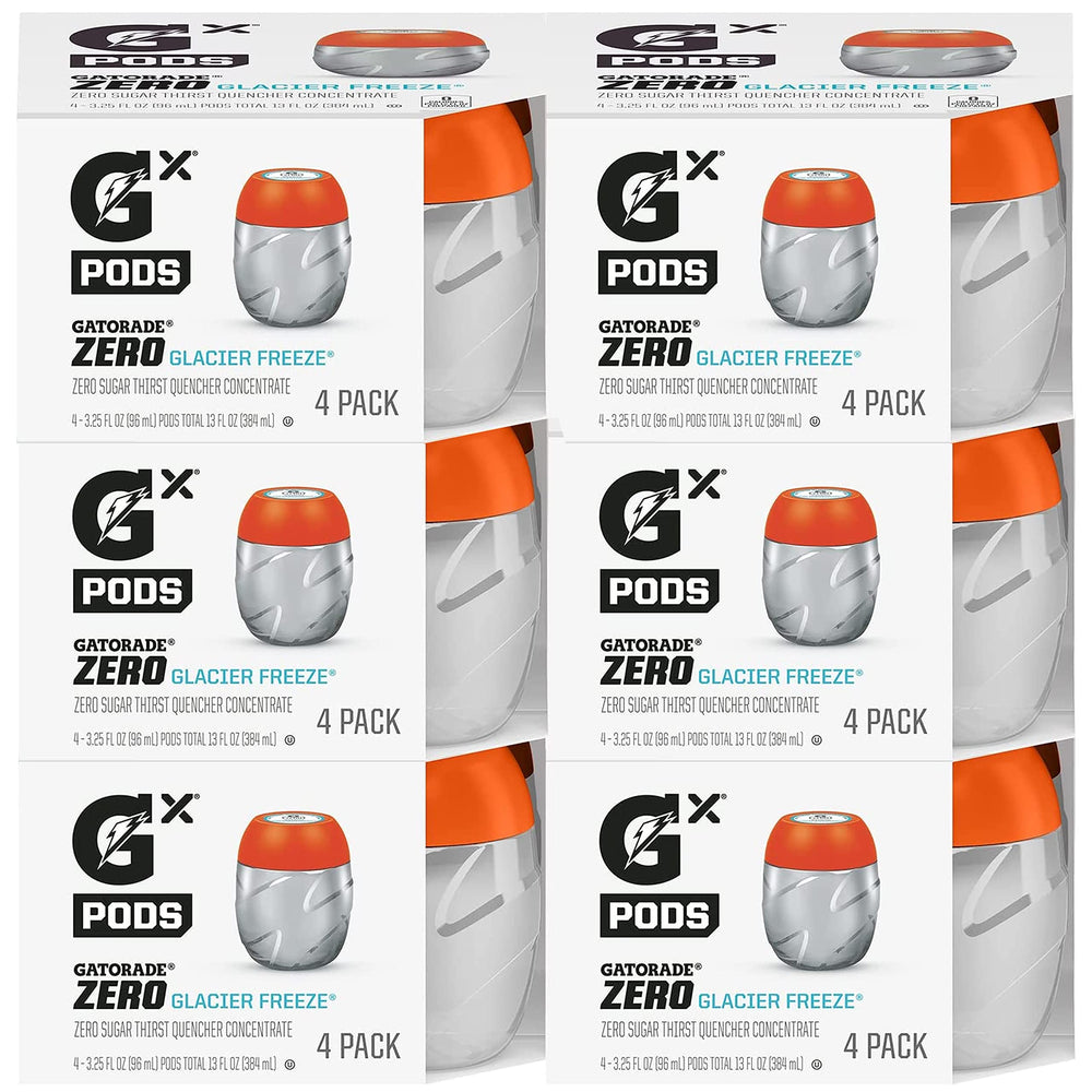 Gatorade Gx Pods Glacier Freeze 24ct packaging shown for easy mixing.