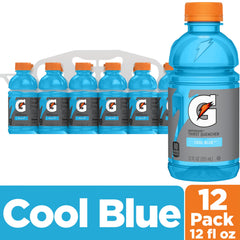 Gatorade Cool Blue liquid shown in a chilled bottle for refreshment.
