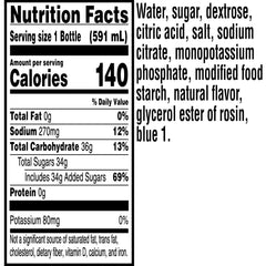 Gatorade Thirst Quencher Glacier Freeze label closeup highlighting electrolytes