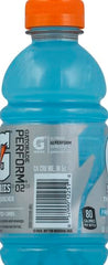 Close-up of Gatorade Glacier Freeze label highlighting flavor and hydration basics