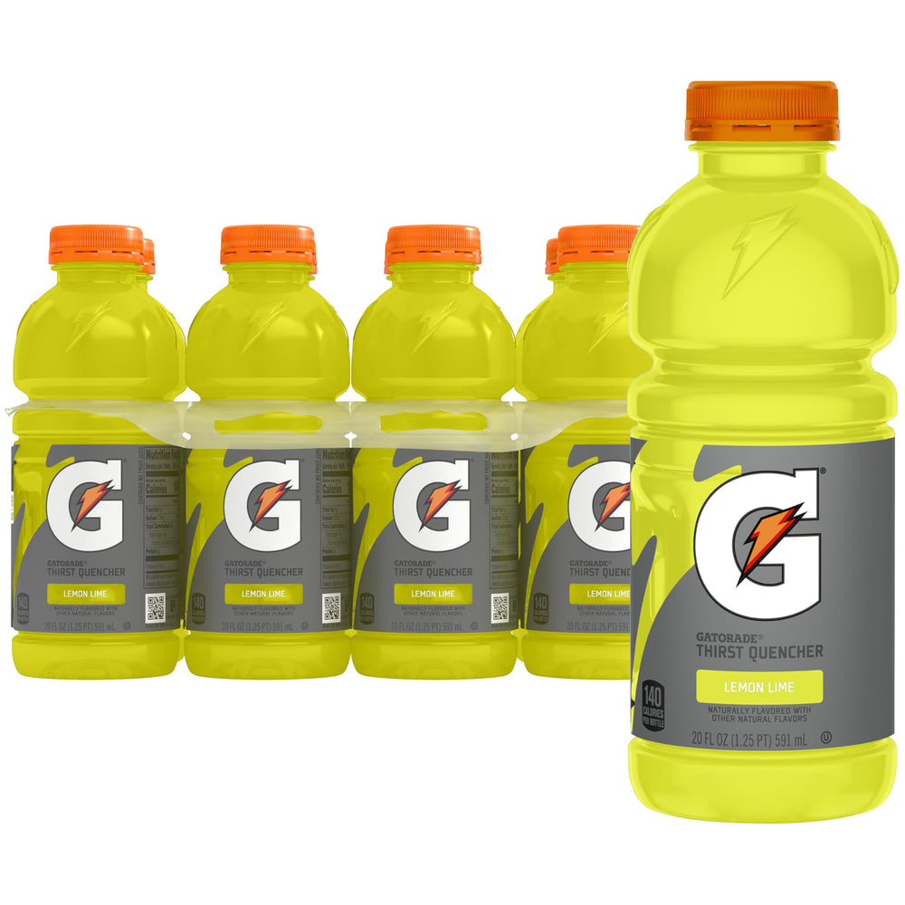 Gatorade Thirst Quencher Lemon-Lime 20oz bottle ready to rehydrate after workouts