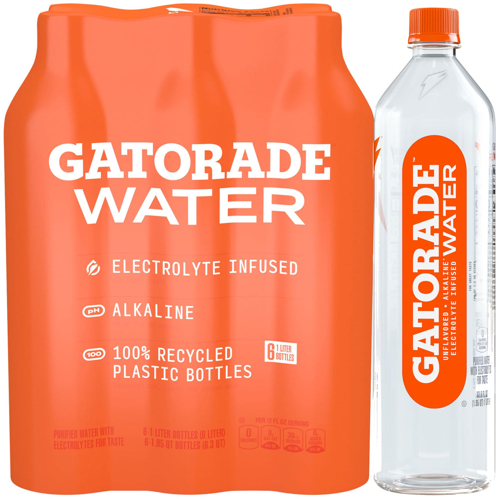 Gatorade Water electrolyte-infused bottle for on-the-go hydration.