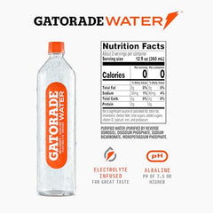 Gatorade Water unflavored purified bottle for refreshing zero-calorie hydration.