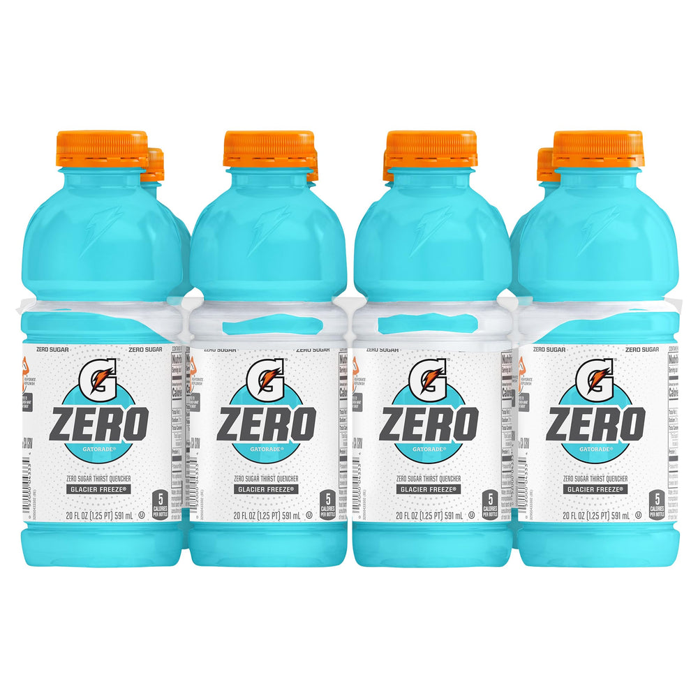 Gatorade Zero Glacier Freeze bottle for workouts with zero sugar and electrolytes.