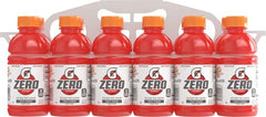 Gatorade Zero Sugar label close-up highlighting electrolytes for hydration.