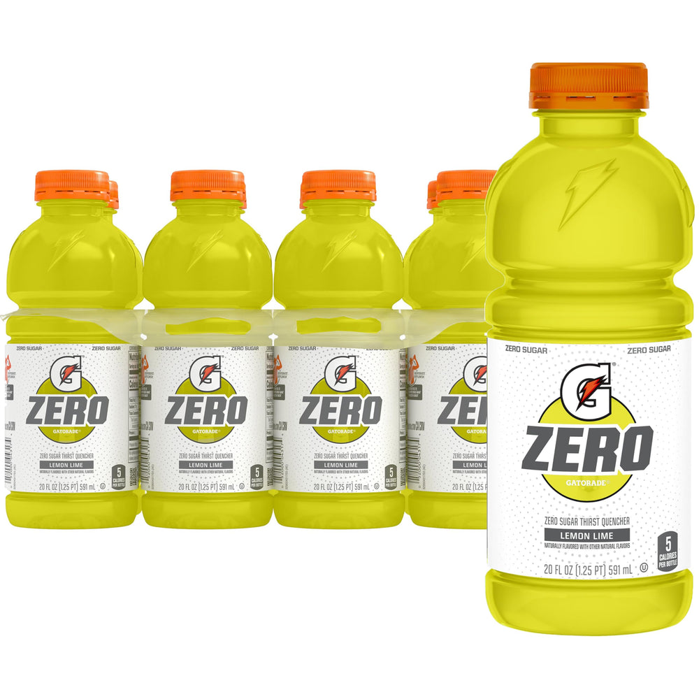 Gatorade Zero Sugar Lemon-Lime 20oz bottle front view for workout hydration