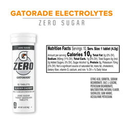 Pack shot of Gatorade Zero Glacier Cherry demonstrates 80-tablet supply.