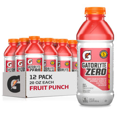 Gatorlyte Zero Fruit Punch bottle front view for on-the-go hydration.