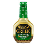 Gazebo Room Greek Dressing bottle pour, ideal for quick, flavorful salads.