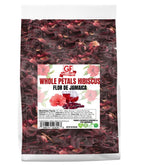 Geenafoods hibiscus flowers in a 1lb resealable bag for fresh hibiscus tea